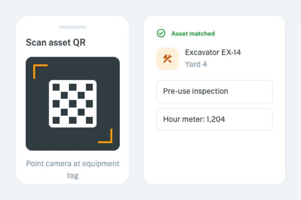 QR code scanner matching asset equipment tag