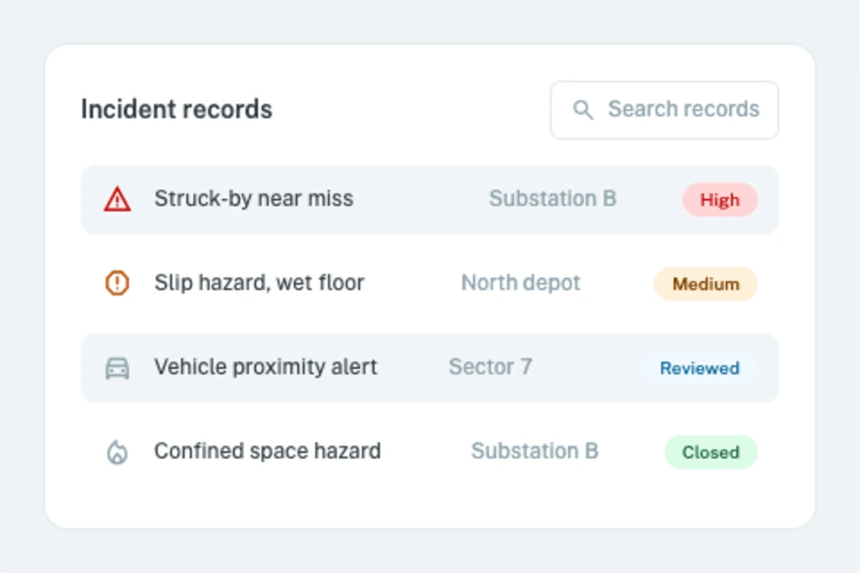 Searchable incident records dashboard