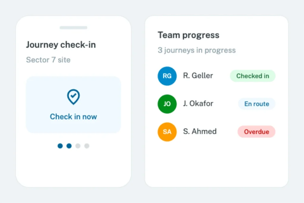 Journey check-in and team progress status