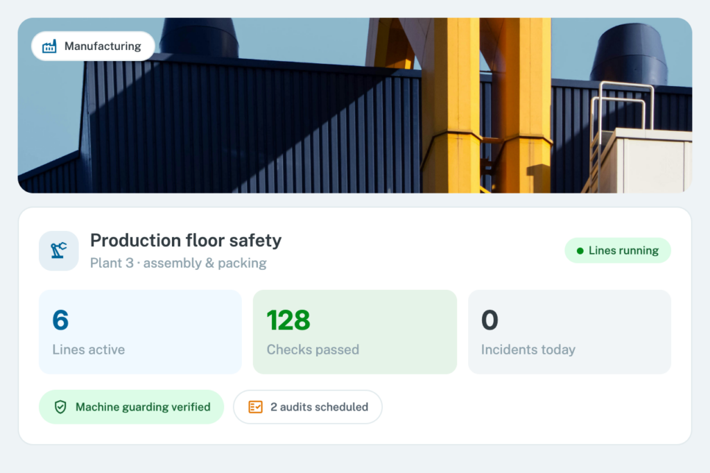 Manufacturing plant safety and production floor overview